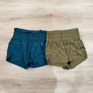 Free People Movement The Way Elastic Waist Athletic Shorts - Teal & Olive